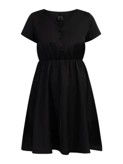 Usha Damen Midikleid in schwarz - Länge: mittel