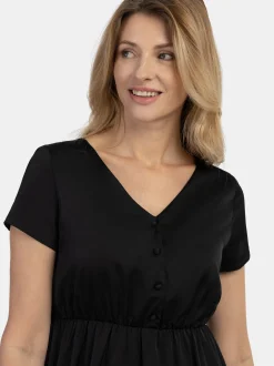 Usha Damen Midikleid in schwarz - Länge: mittel