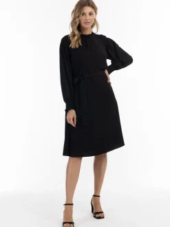 Usha Damen Midikleid in schwarz - Länge: mittel