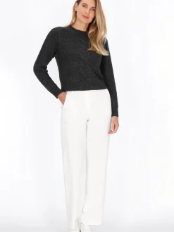 Usha Damen Pullover in anthrazit - Ausschnitt: Rundhals