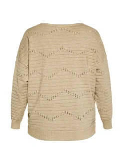 Usha Damen Pullover in beige - Ausschnitt: V-Ausschnitt