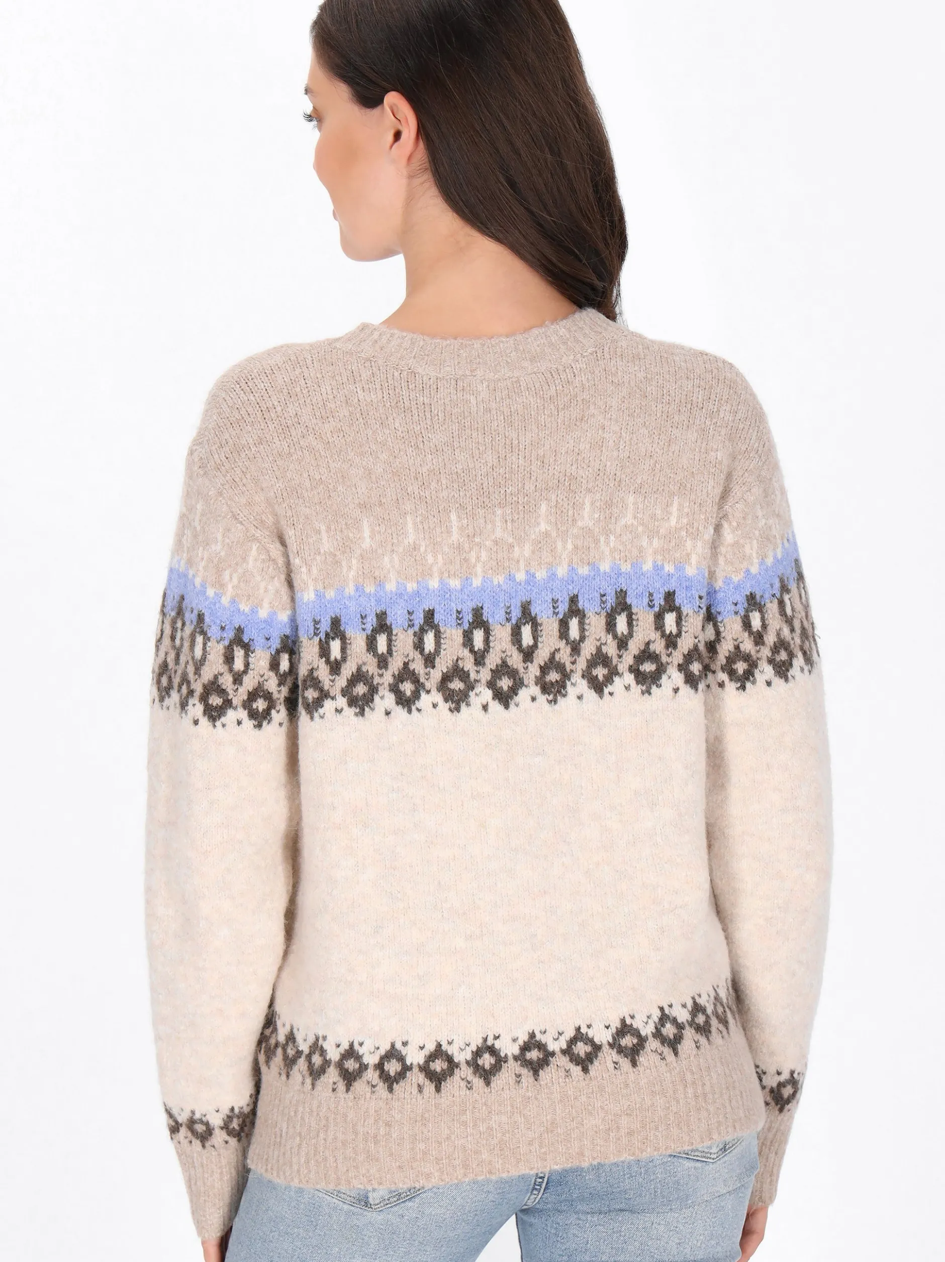 Usha Damen Pullover in beige - Ausschnitt: Rundhals