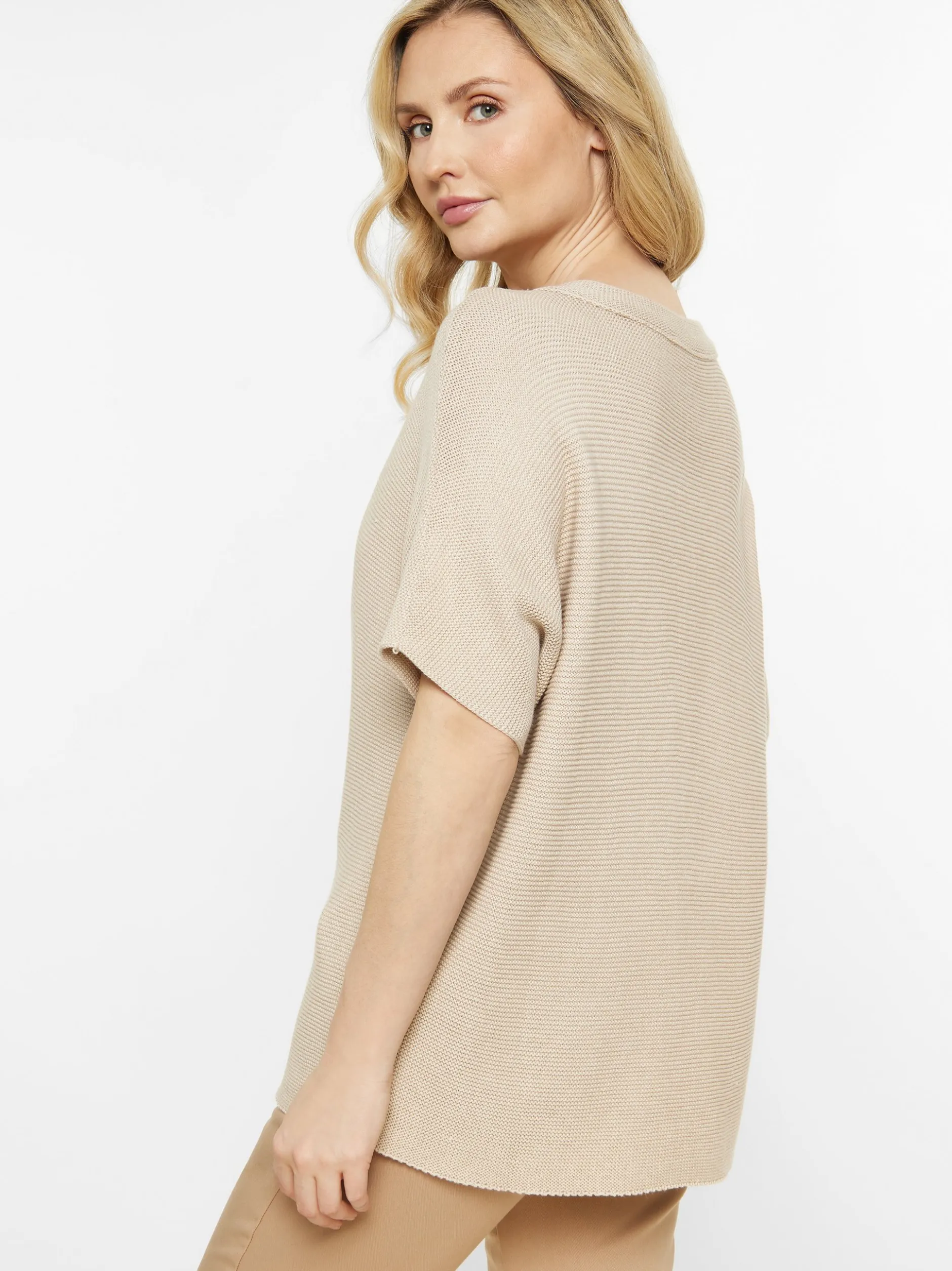 Usha Damen Pullover in beige - Ausschnitt: Rundhals