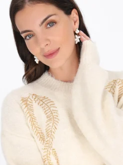 Usha Damen Pullover in beige - Ausschnitt: Rundhals