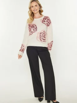 Usha Damen Pullover in beige - Ausschnitt: Rundhals