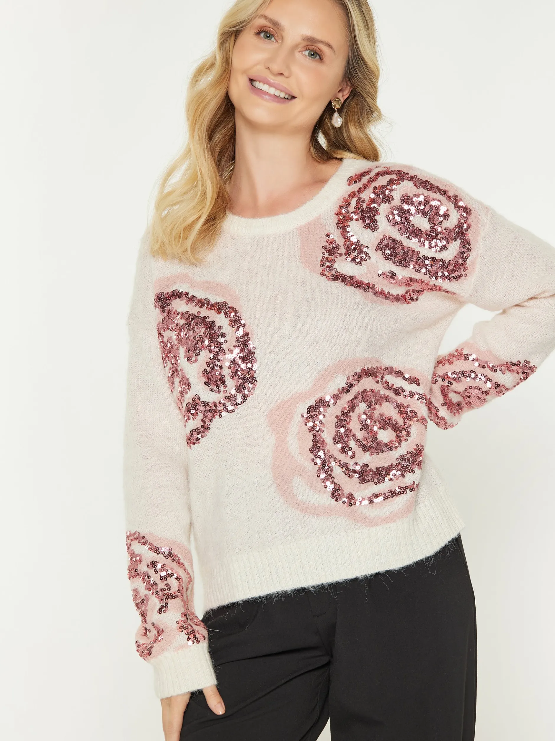 Usha Damen Pullover in beige - Ausschnitt: Rundhals
