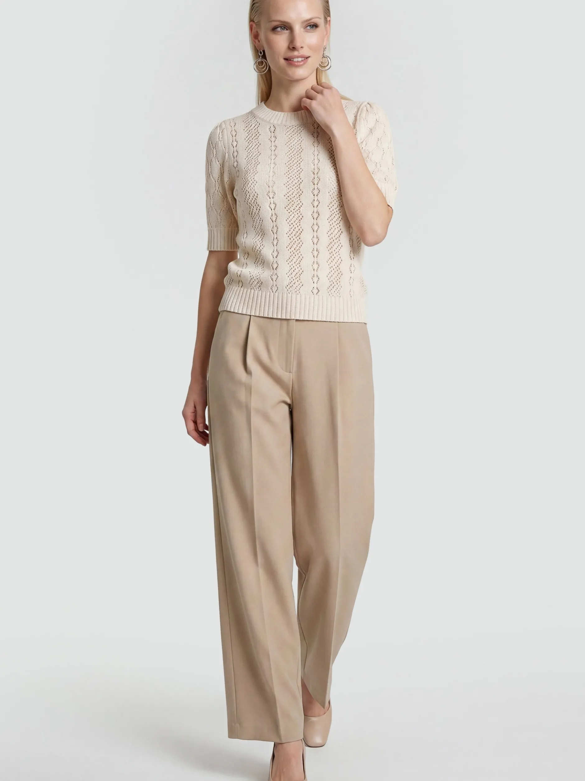 Usha Damen Pullover in beige - Ausschnitt: Rundhals