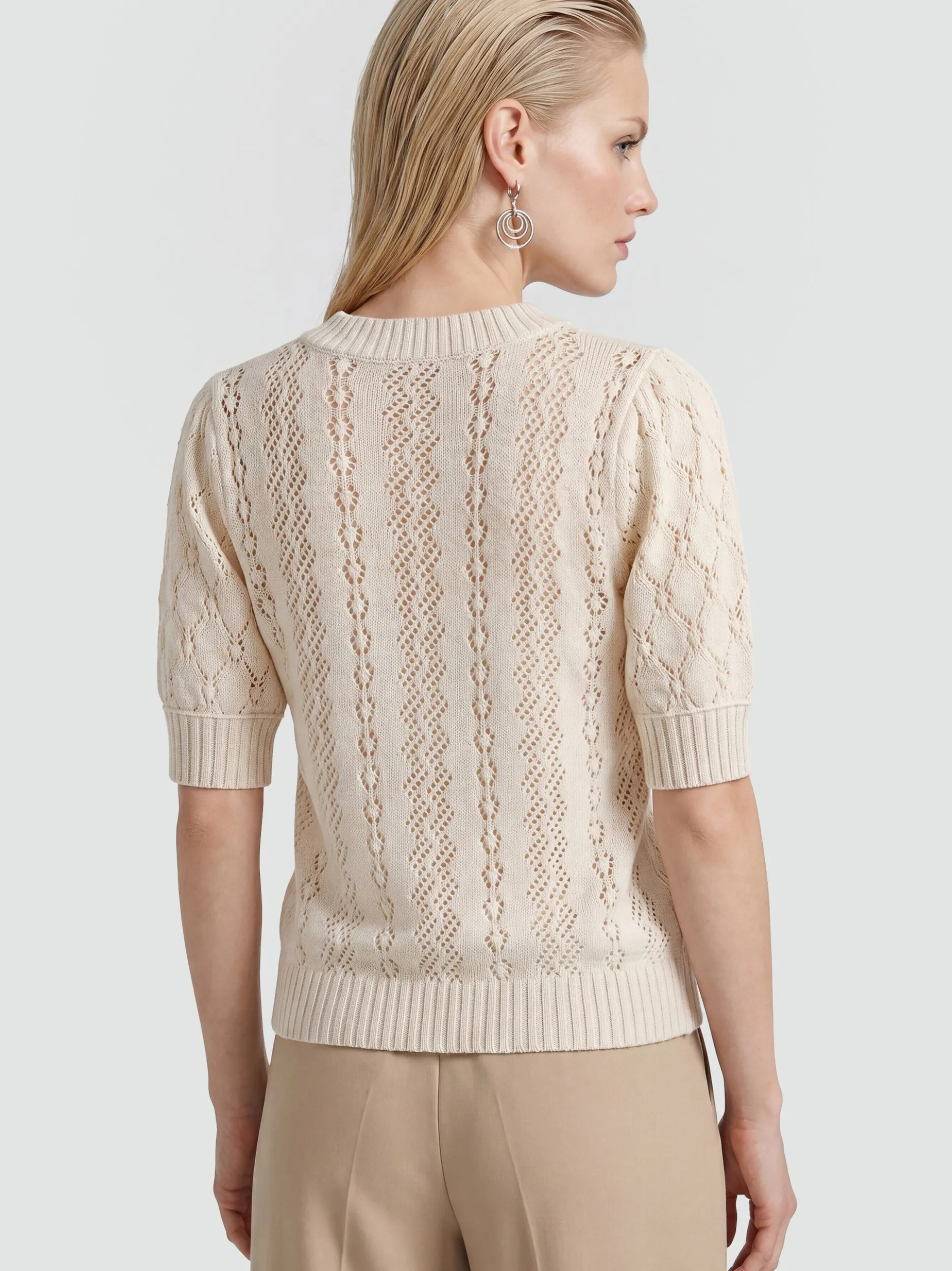 Usha Damen Pullover in beige - Ausschnitt: Rundhals