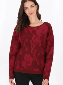 Usha Damen Pullover in bordeaux - Ausschnitt: Rundhals