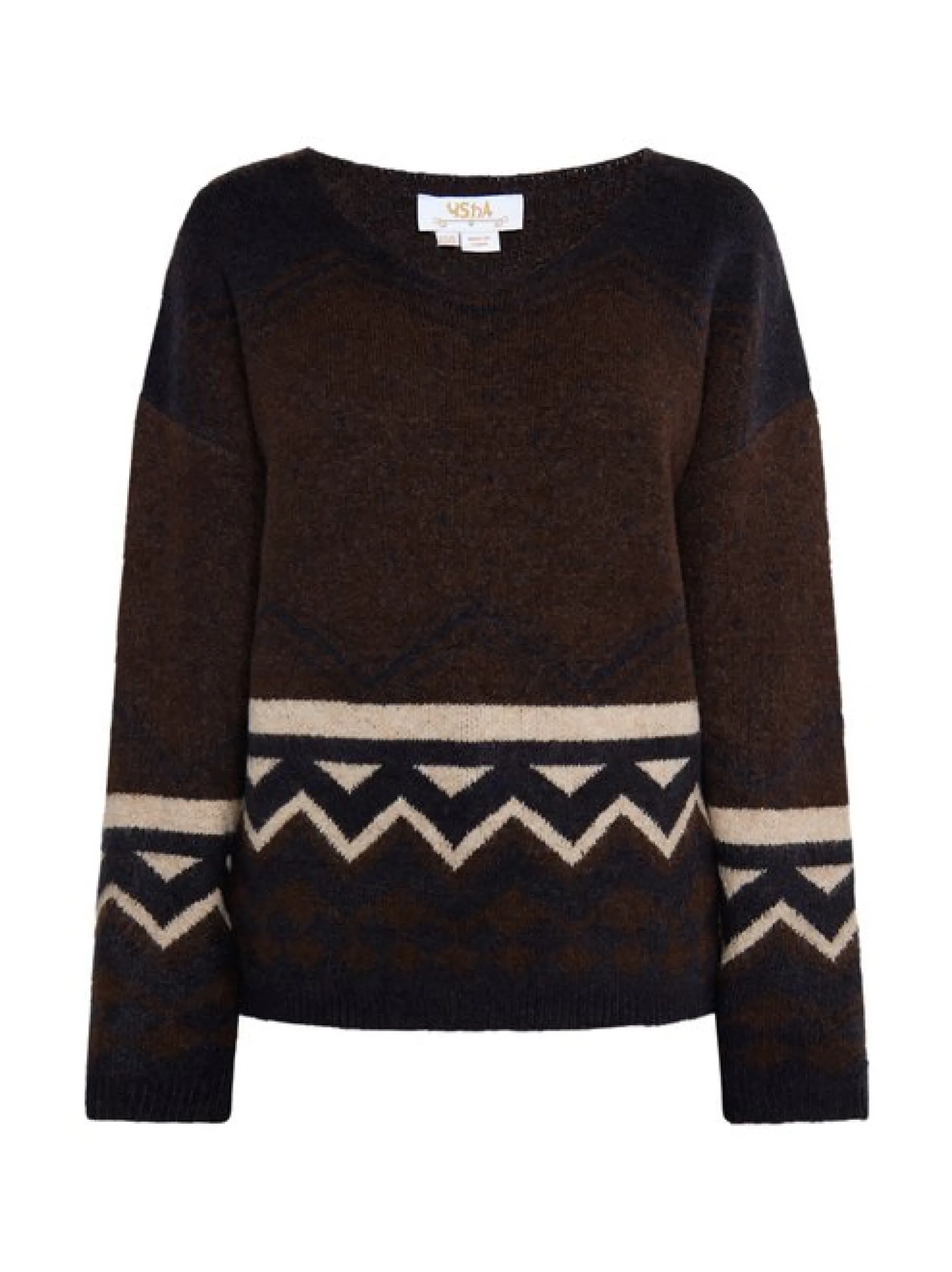 Usha Damen Pullover in braun - Ausschnitt: V-Ausschnitt