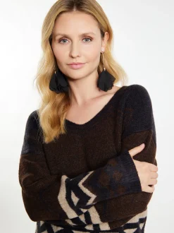 Usha Damen Pullover in braun - Ausschnitt: V-Ausschnitt