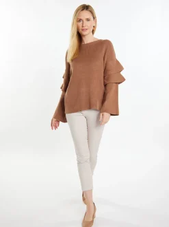Usha Damen Pullover in camel - Ausschnitt: Rundhals