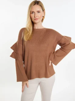 Usha Damen Pullover in camel - Ausschnitt: Rundhals