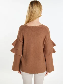 Usha Damen Pullover in camel - Ausschnitt: Rundhals