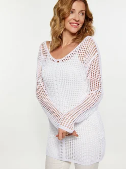 Usha Damen Pullover in ecru - Ausschnitt: U-Boot