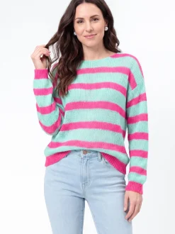Usha Damen Pullover in grün - Ausschnitt: Rundhals
