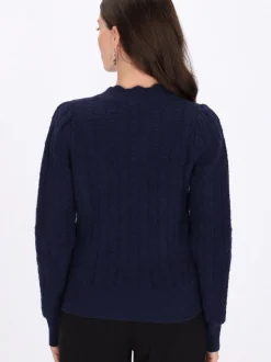 Usha Damen Pullover in marine - Ausschnitt: Rundhals