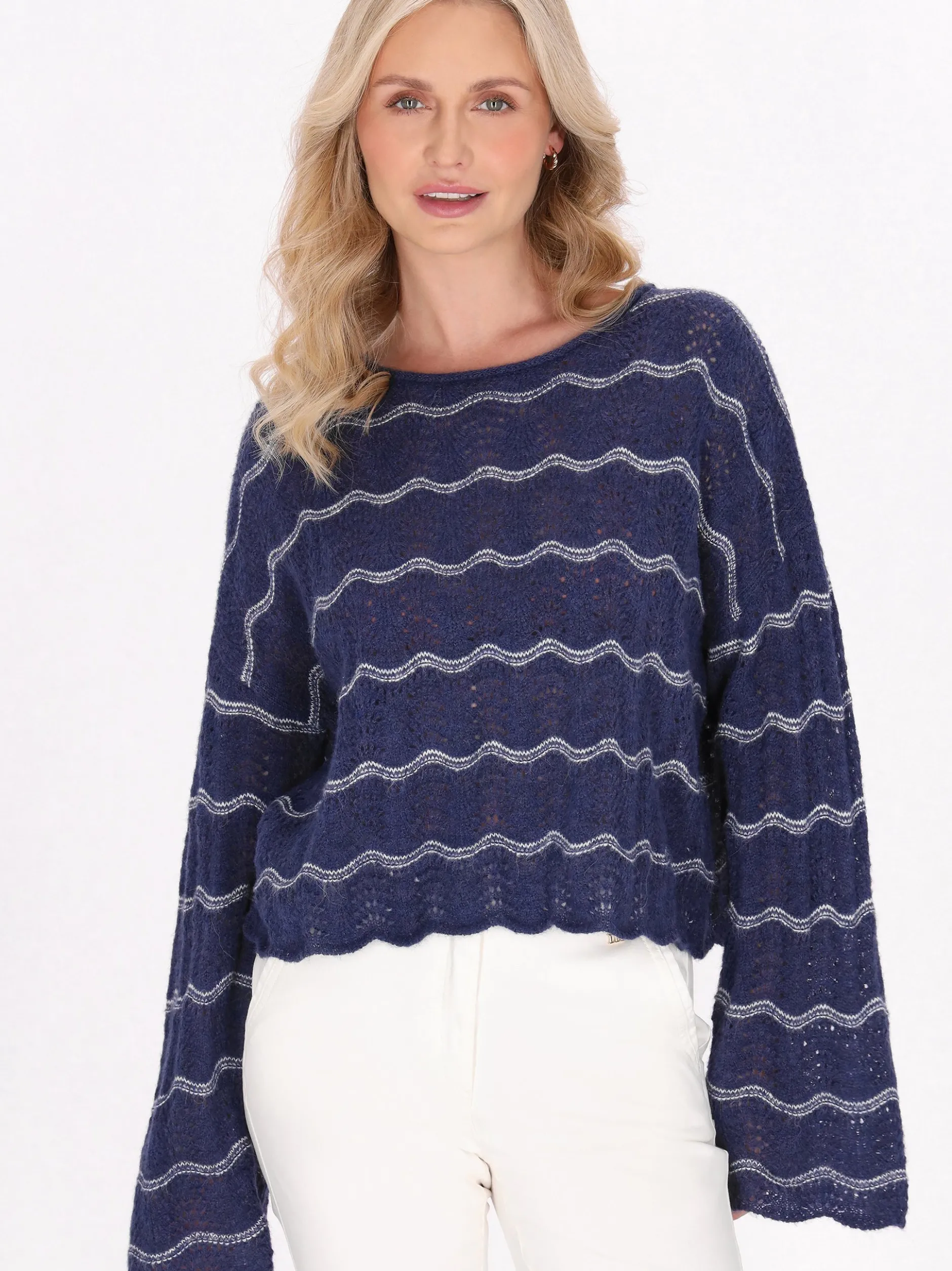 Usha Damen Pullover in marine - Ausschnitt: Rundhals