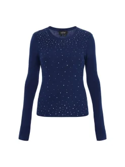 Usha Damen Pullover in marine - Ausschnitt: Rundhals
