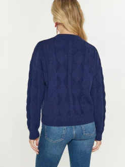Usha Damen Pullover in marine - Ausschnitt: Rundhals