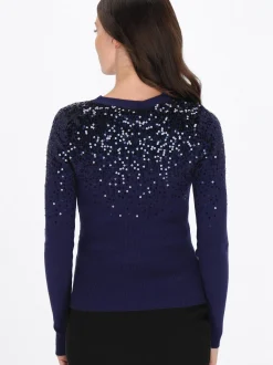 Usha Damen Pullover in marine - Ausschnitt: Rundhals