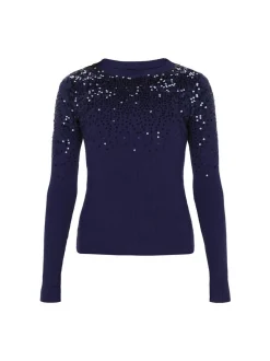 Usha Damen Pullover in marine - Ausschnitt: Rundhals