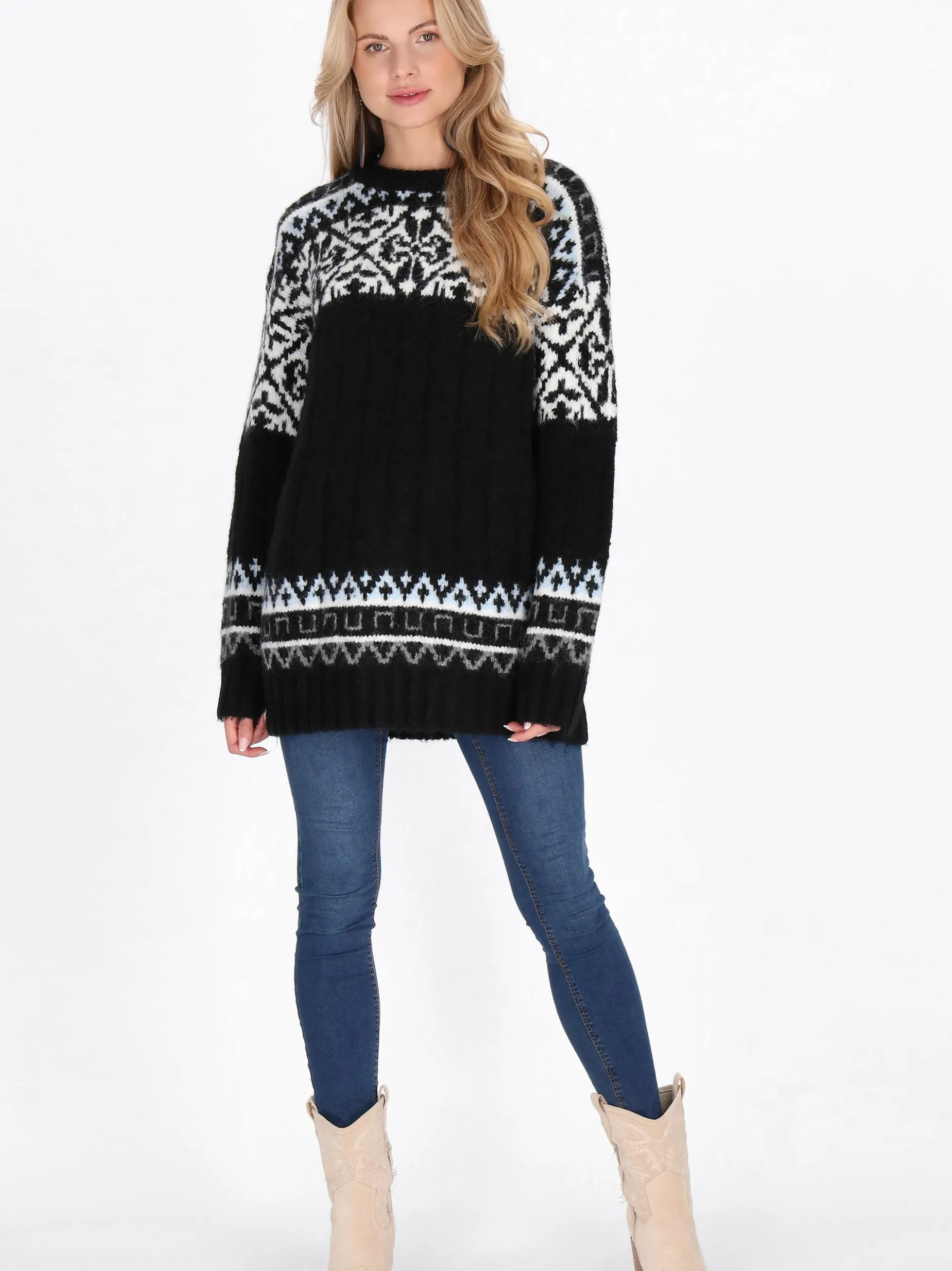Usha Damen Pullover in mehrfarbig - Ausschnitt: Rundhals