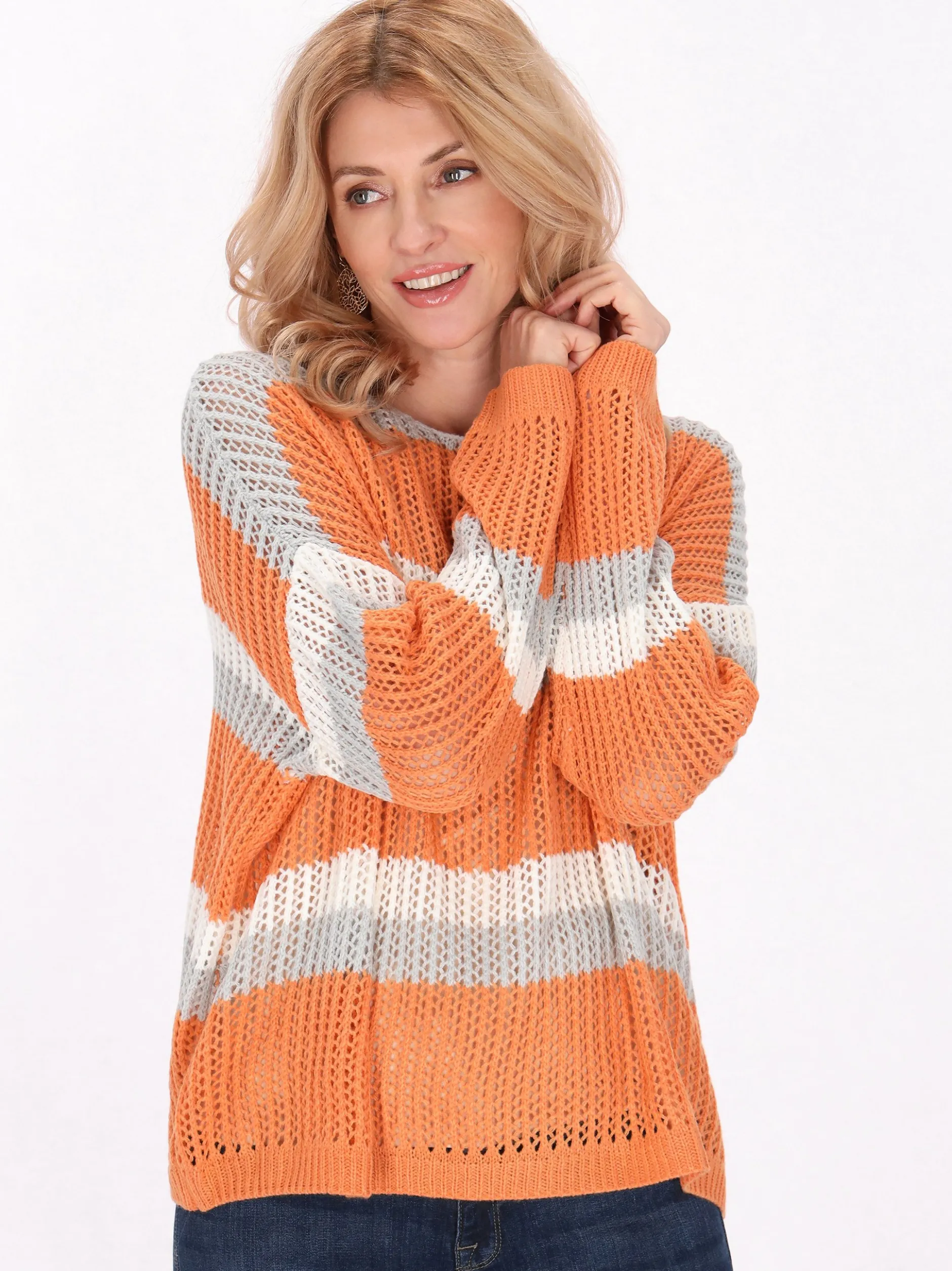 Usha Damen Pullover in orange
