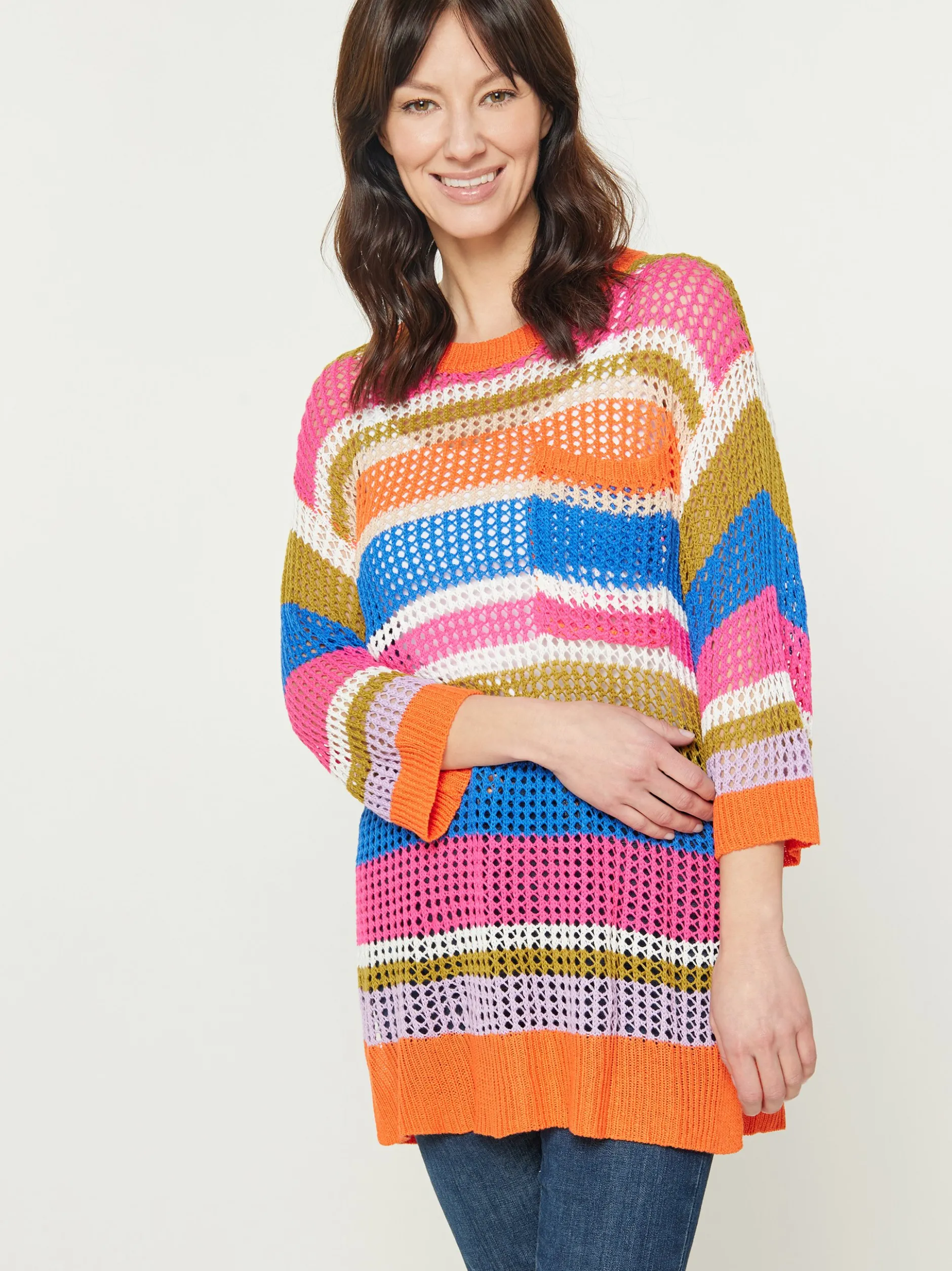 Usha Damen Pullover in orange - Ausschnitt: Rundhals