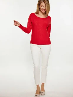 Usha Damen Pullover in rot - Ausschnitt: Rundhals