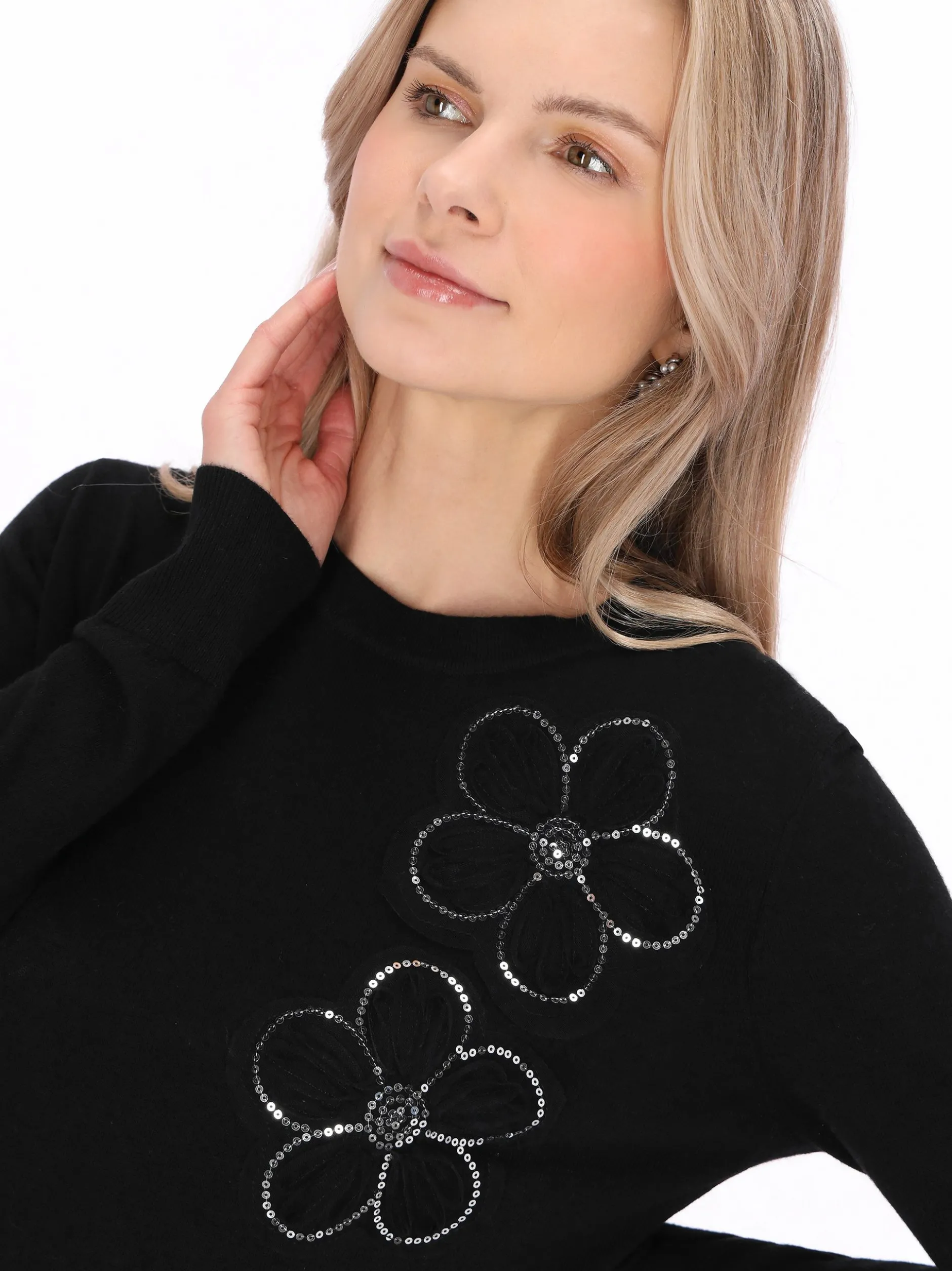 Usha Damen Pullover in schwarz - Ausschnitt: Rundhals