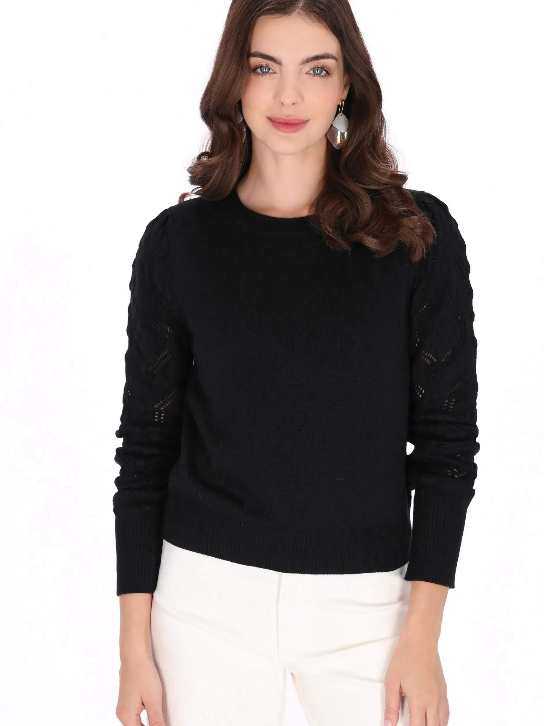 Usha Damen Pullover in schwarz - Ausschnitt: Rundhals