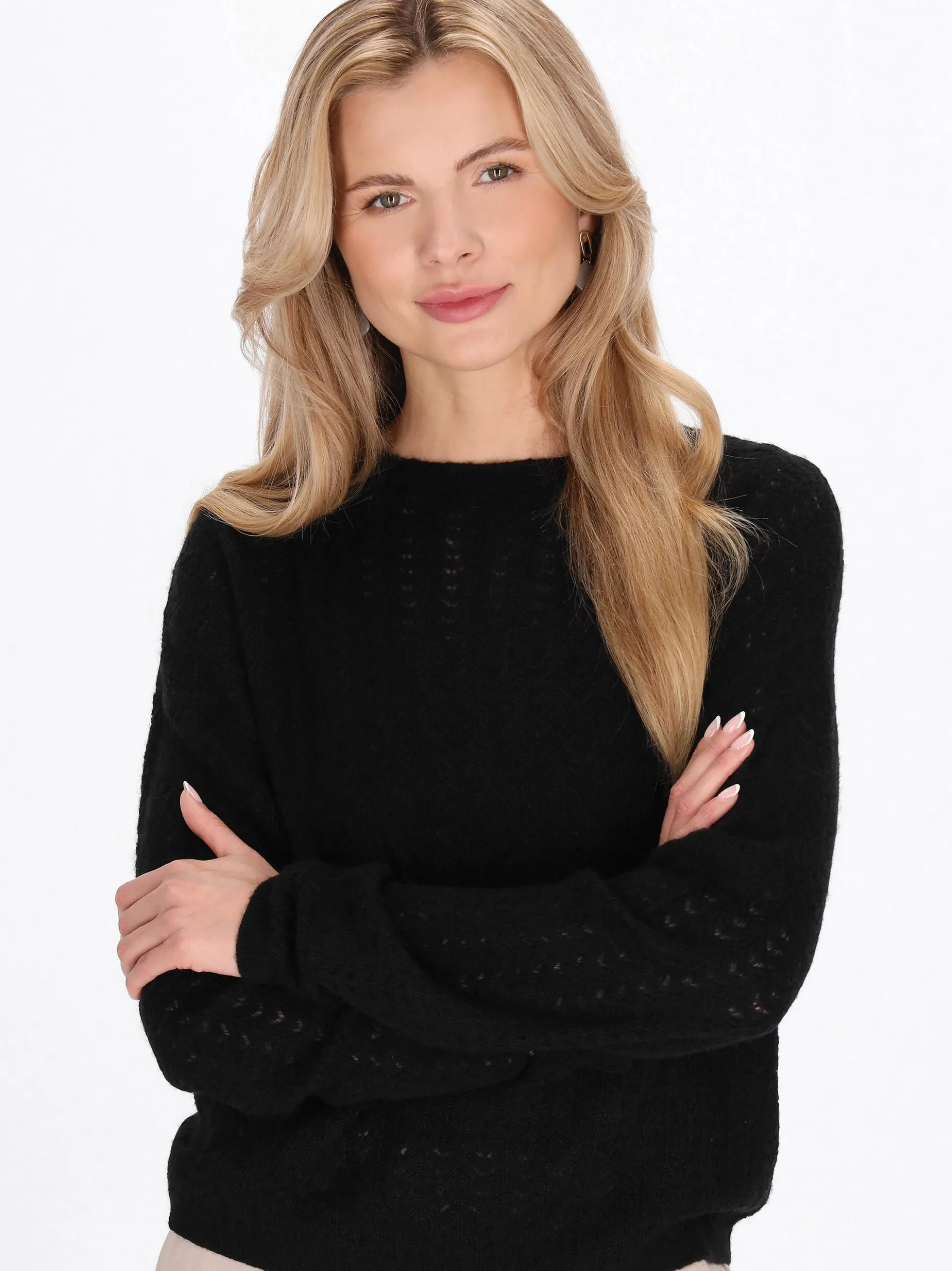 Usha Damen Pullover in schwarz - Ausschnitt: Rundhals