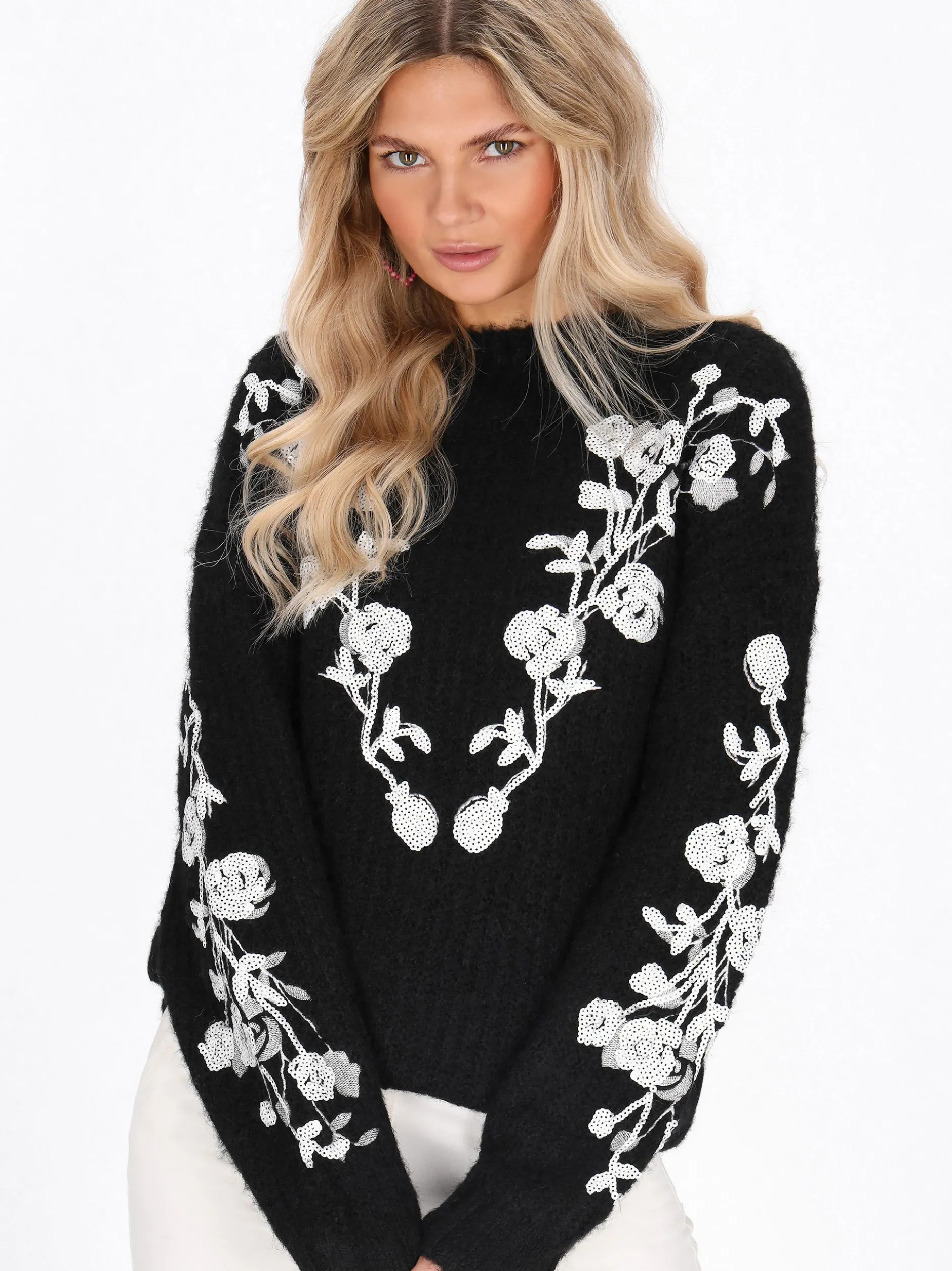 Usha Damen Pullover in schwarz - Ausschnitt: Rundhals