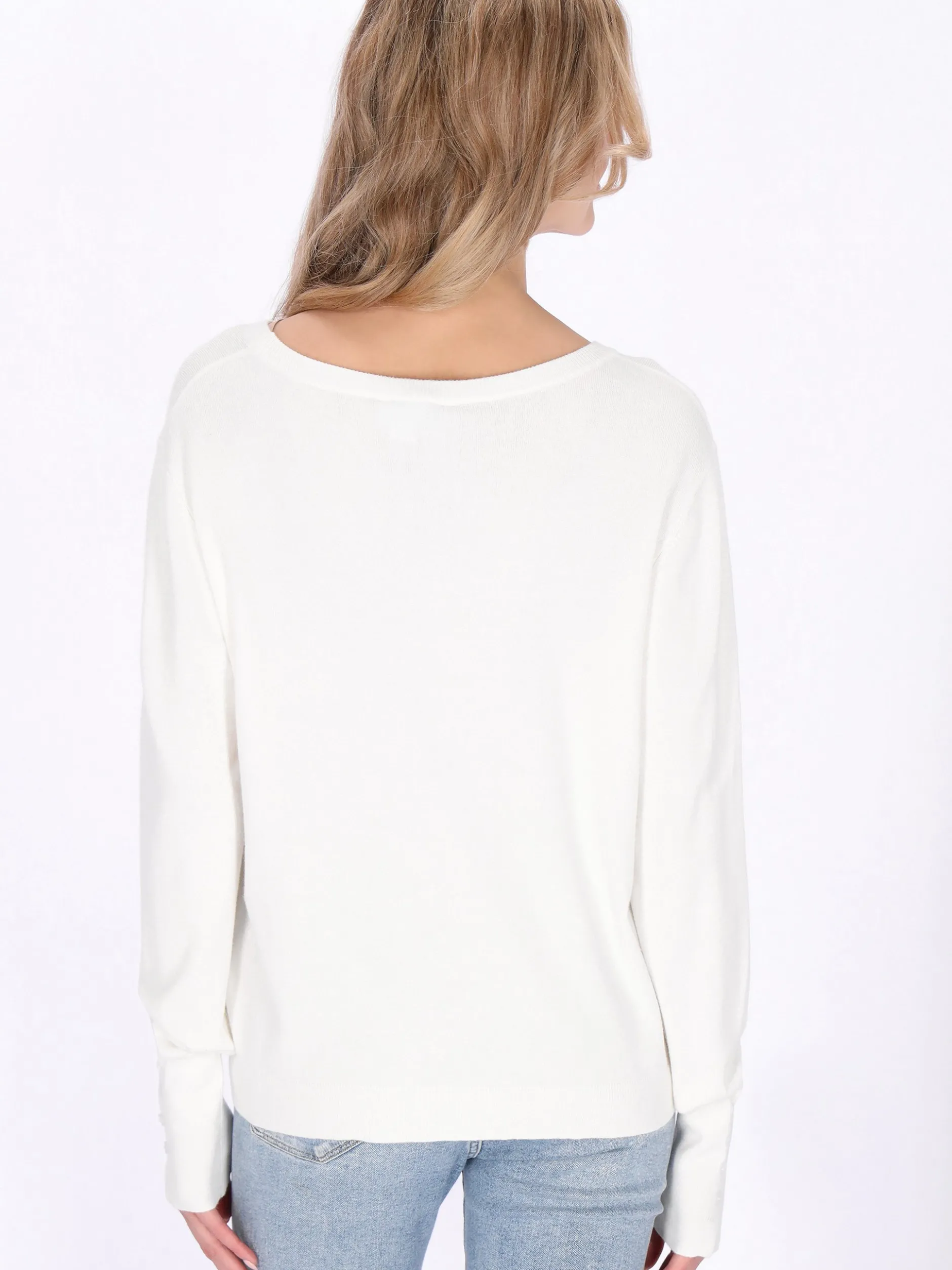 Usha Damen Pullover in weiß - Ausschnitt: Rundhals