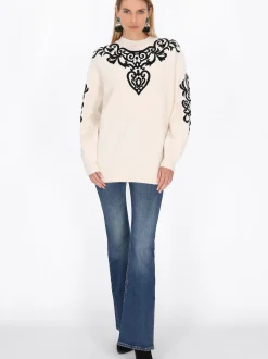 Usha Damen Pullover in weiß - Ausschnitt: Rundhals