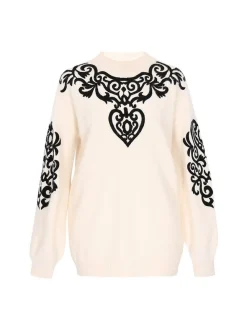Usha Damen Pullover in weiß - Ausschnitt: Rundhals
