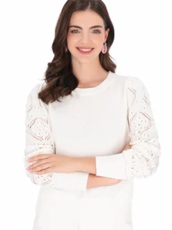 Usha Damen Pullover in weiß - Ausschnitt: Rundhals