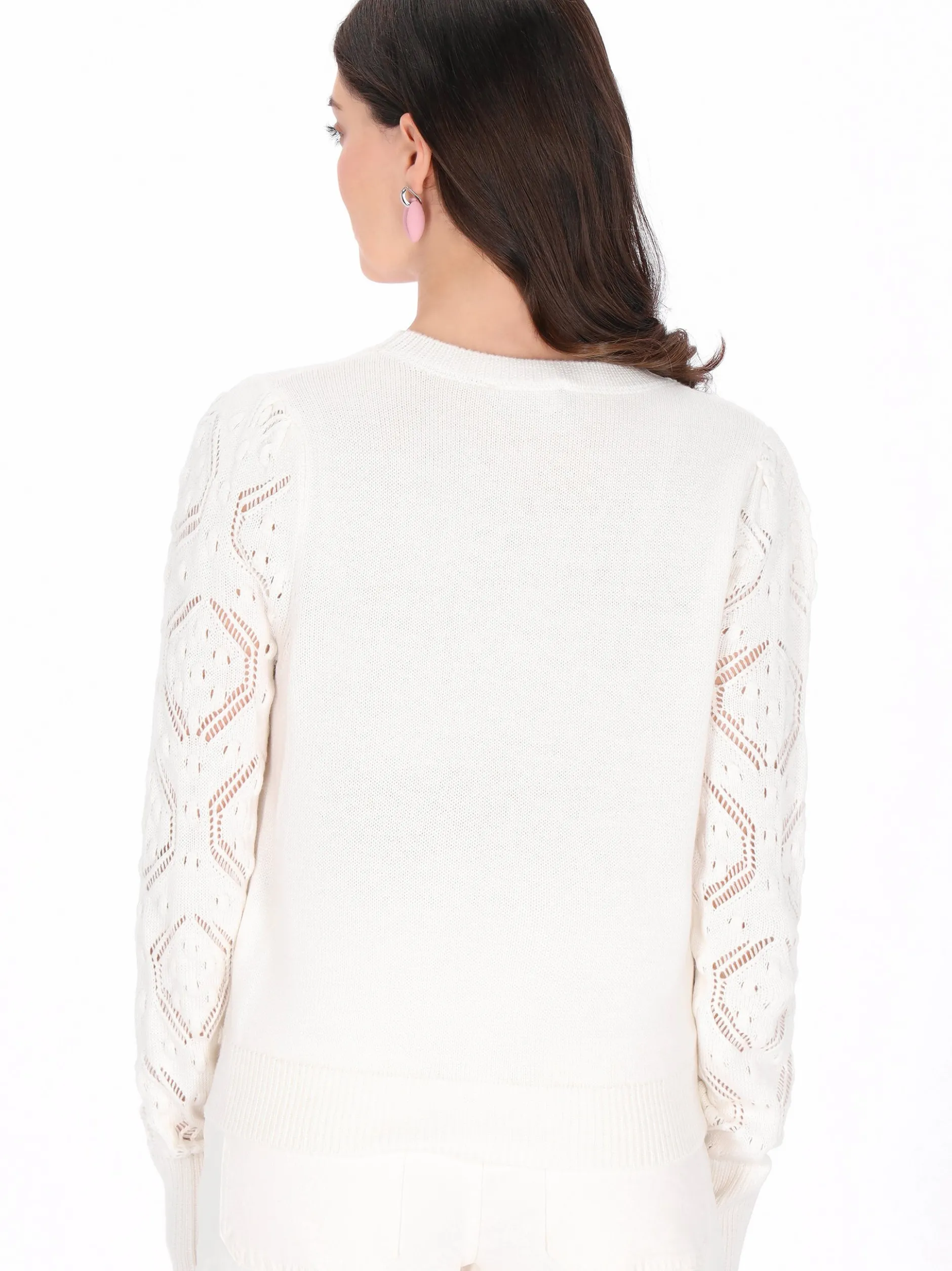 Usha Damen Pullover in weiß - Ausschnitt: Rundhals
