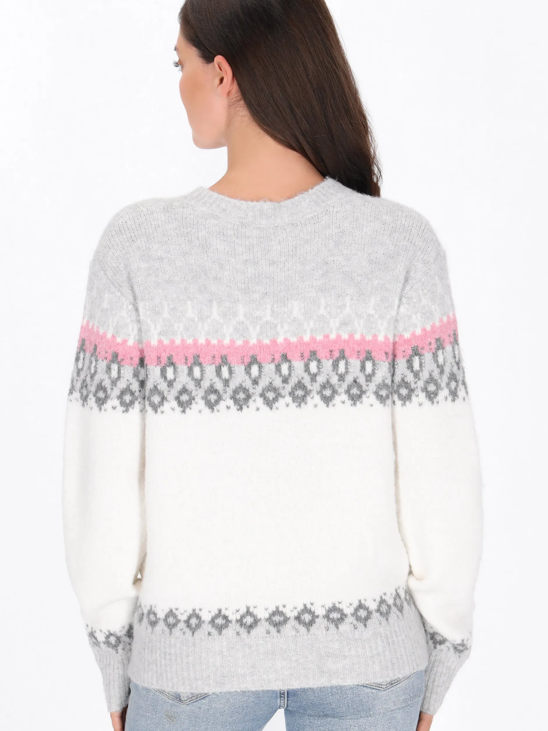 Usha Damen Pullover in weiß - Ausschnitt: Rundhals