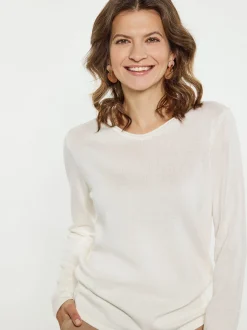 Usha Damen Pullover in weiß - Ausschnitt: V-Ausschnitt