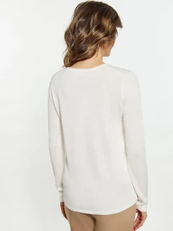 Usha Damen Pullover in weiß - Ausschnitt: V-Ausschnitt