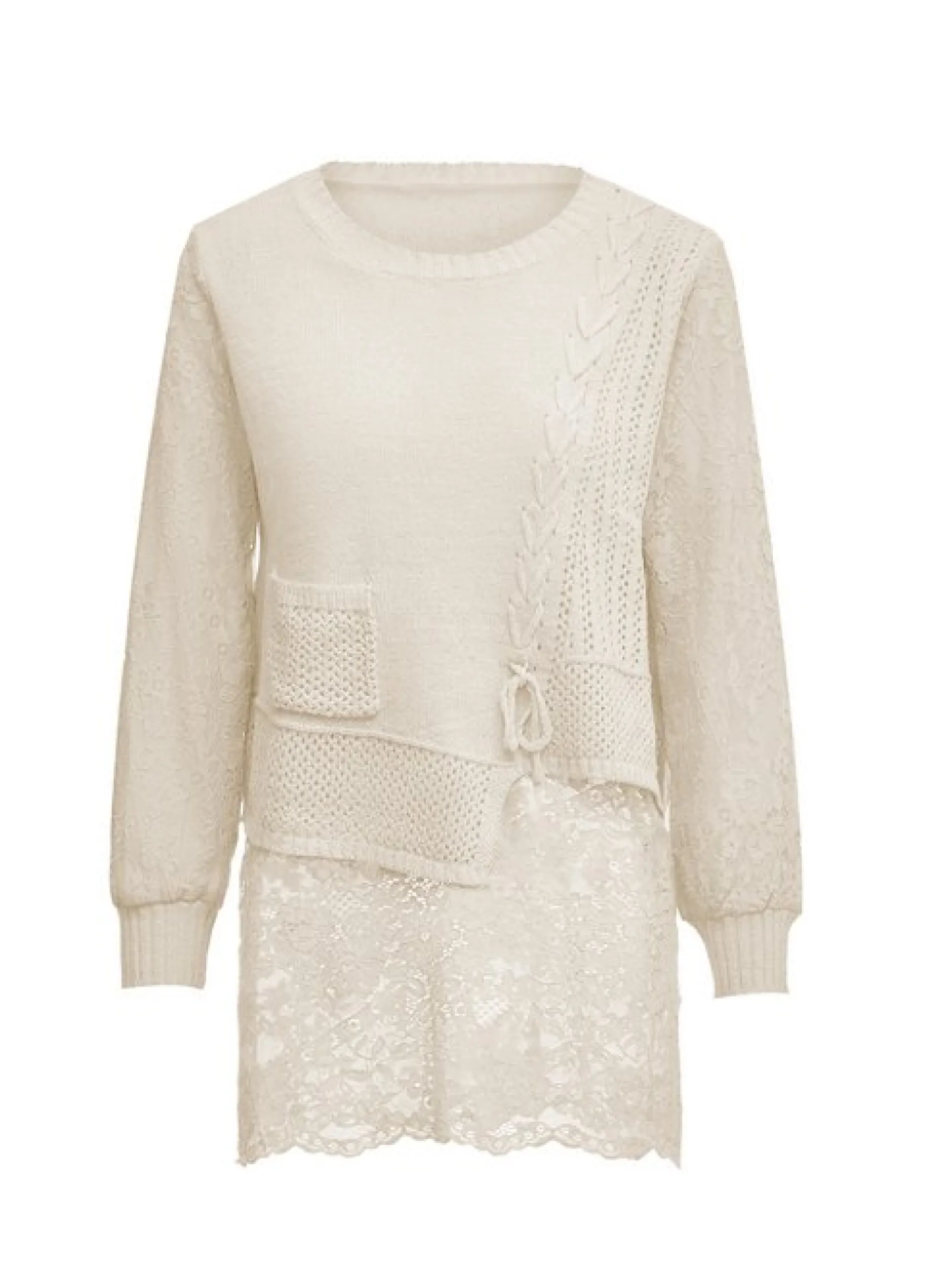Usha Damen Pullover in weiß - Ausschnitt: Rundhals