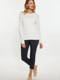 Usha Damen Pullover in weiß - Ausschnitt: Rundhals