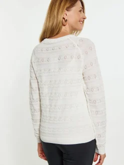 Usha Damen Pullover in weiß - Ausschnitt: Rundhals