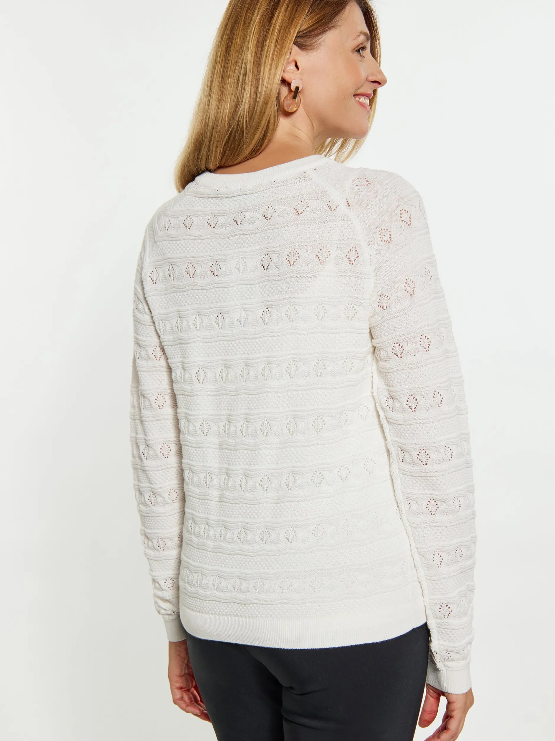 Usha Damen Pullover in weiß - Ausschnitt: Rundhals