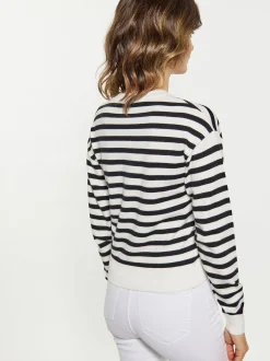 Usha Damen Pullover in weiß - Ausschnitt: V-Ausschnitt
