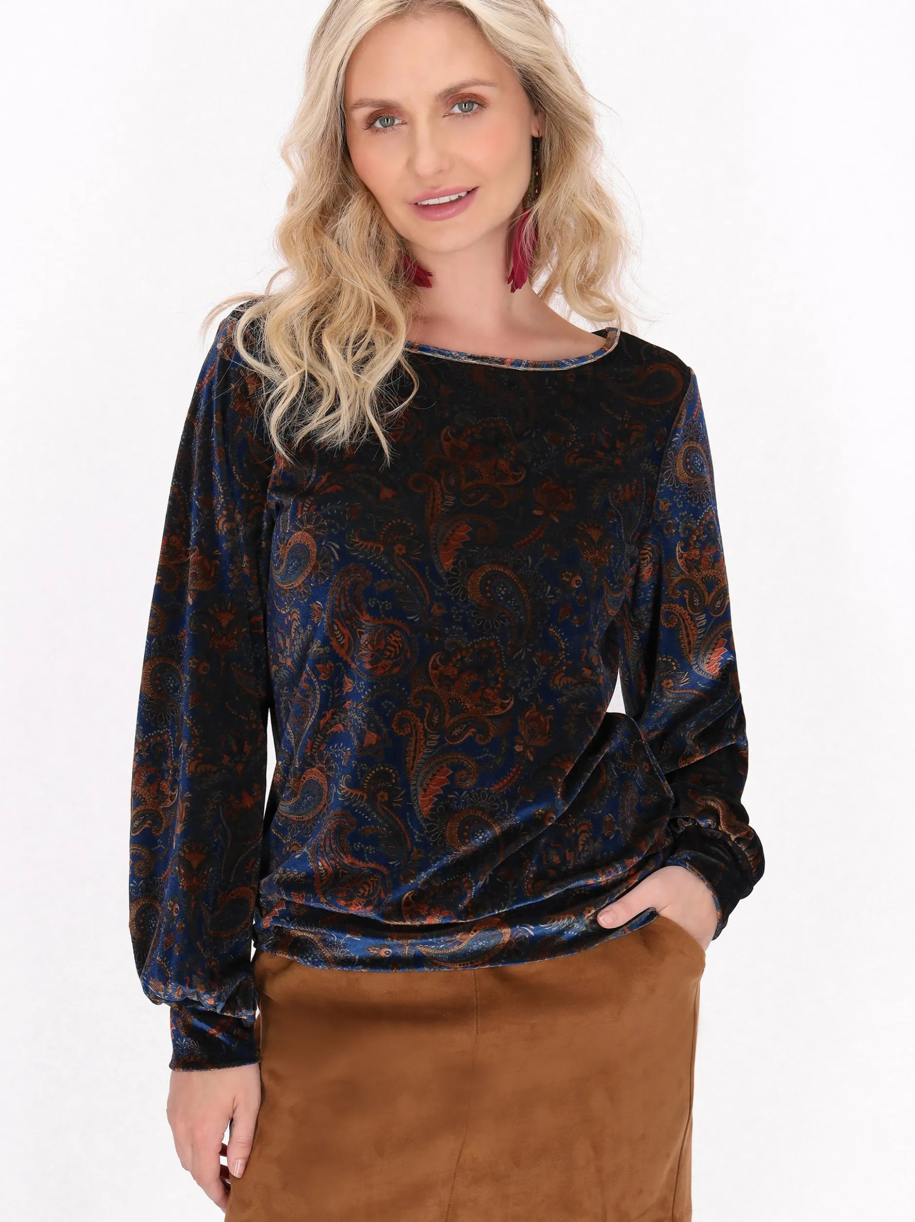 Usha Damen Samtshirt in mehrfarbig