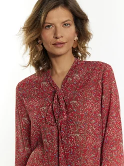 Usha Damen Schluppenbluse in rot - Ausschnitt: Envelope