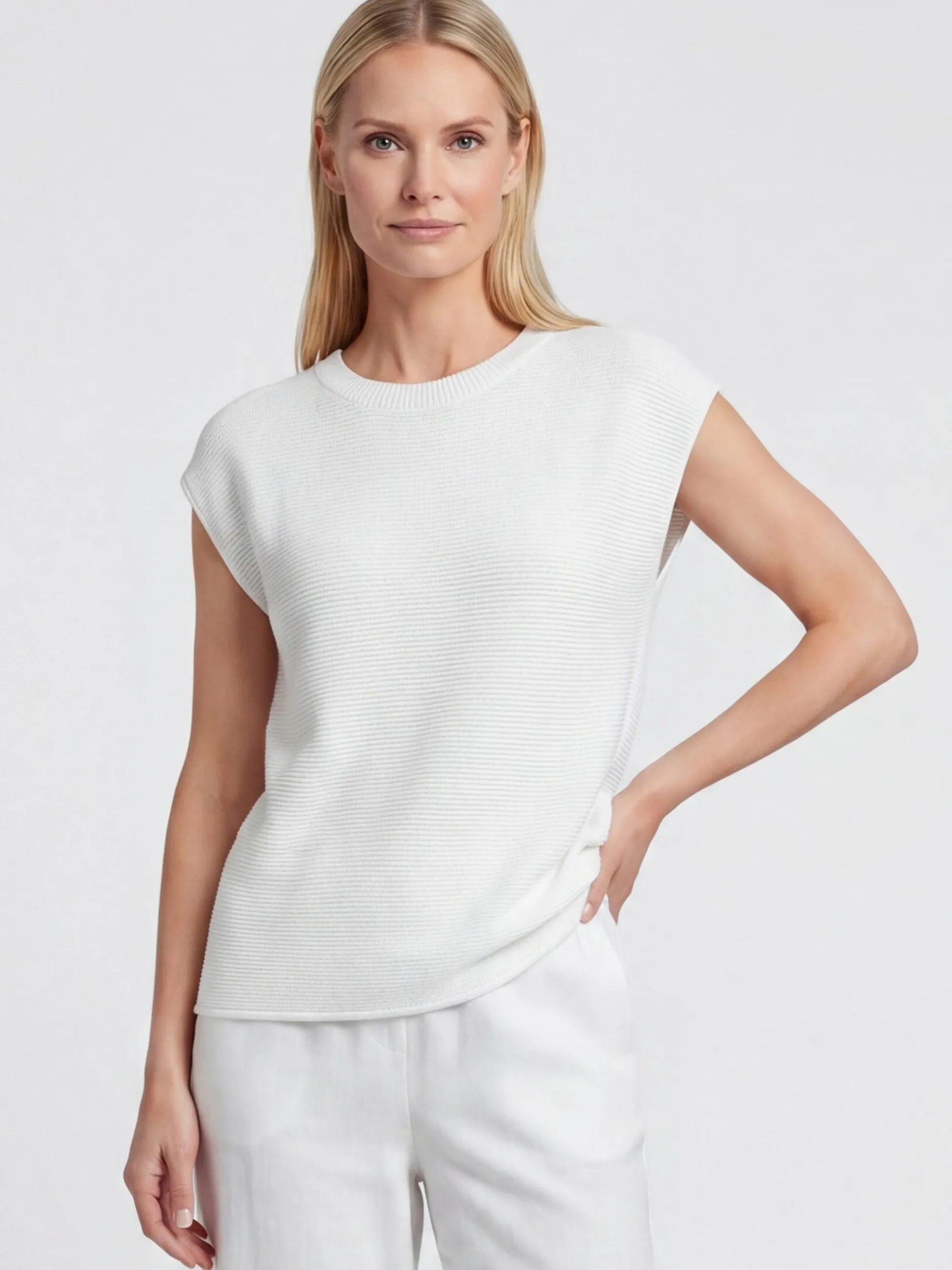Usha Damen Shirt in weiß - Ausschnitt: Rundhals